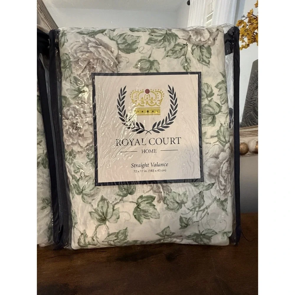 Royal Court Estelle Blush Floral‎ Rod Pocket Valance -Set 2 -72 x 17 Cottage